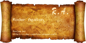Roder Agaton névjegykártya